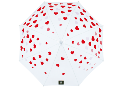 024【キッズ】 キッズ 雨傘  ビニール傘ハート総柄 50cm ジャンプ傘