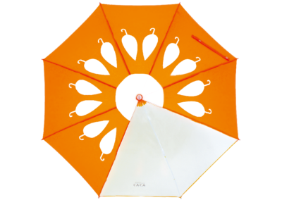 004【キッズ】  雨傘 花柄 55cm ジャンプ傘周囲が見やすいビニール窓2駒付（オレンジ）
