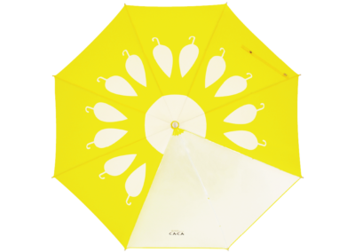 003【キッズ】  雨傘 花柄 55cm ジャンプ傘周囲が見やすいビニール窓2駒付（黄色）