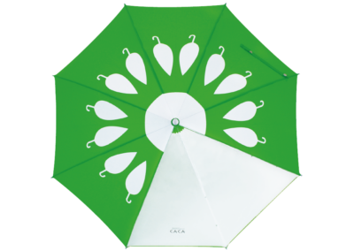 002【キッズ】  雨傘 花柄 55cm ジャンプ傘周囲が見やすいビニール窓2駒付（グリーン）